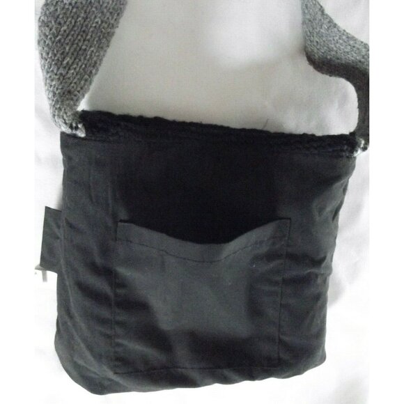 Purse Black Gray & Red Knit Boho Hippy Hobo Crossbody Shoulder bag No Boundaries - Picture 6 of 8